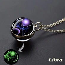 1PC Constellation Necklace Starry Sky Luminous Zodiac Glass Ball Pendant Necklace Christmas Gift Glow In The Dark - style - View 5