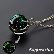 1PC Constellation Necklace Starry Sky Luminous Zodiac Glass Ball Pendant Necklace Christmas Gift Glow In The Dark - style - View 8