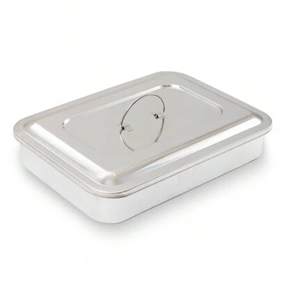 Charola con Tapa Acero para Proteger Accesorios Médicos Gris