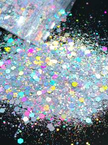 10g/Pack Holographic Silver Chunky Glitter, Mixed Hexagon Sequins, Suitable For Gel Nail Polish, Epoxy Resin DIY Crafts