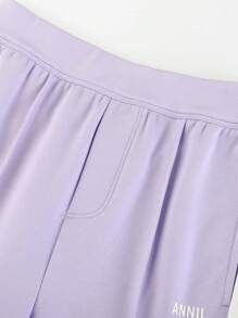 Annil Tween Girls Clothing. Comfortable And Soft All-Waist Knitted Single Pants. Color Block Splicing Autumn Long Pants. 5A-Level Antibacterial. Light Sporty Style Flared Pants.