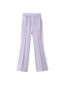 Annil Tween Girls Clothing. Comfortable And Soft All-Waist Knitted Single Pants. Color Block Splicing Autumn Long Pants. 5A-Level Antibacterial. Light Sporty Style Flared Pants.