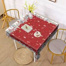 1 bộ đồ trang trí Giáng sinh bao gồm Rừng thông, Nhà gỗ, Khăn trải bàn in hình bông tuyết, Đồ trang trí bàn ăn, Khăn trải bàn hình chữ nhật trừu tượng cho buổi dã ngoại hoặc tiệc ngày lễ Đồ trang trí Giáng sinh, Đồ dùng cho tiệc Giáng sinh - Nhiều màu - Xem 14