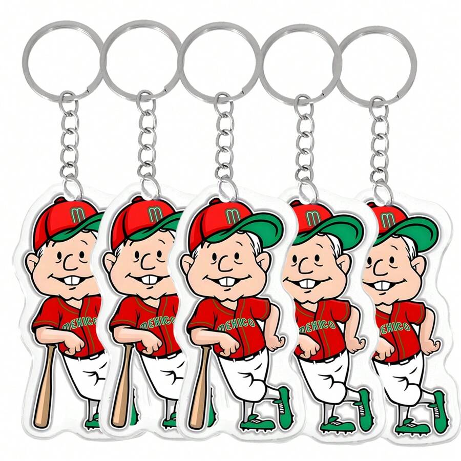 hombre ejecutivo 5 colgante para bolso o mochila de Empresario Beisbol de Acrilico - Blanco y Negro - Ver 1