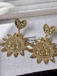 1 对金色向日葵耳环，个性化脸部向日葵爱心耳环，小众优雅时尚新娘耳环，适合所有婚纱，适合婚礼场景、约会、派对、生日派对、女性珠宝礼物 - 彩色 - 查看 4