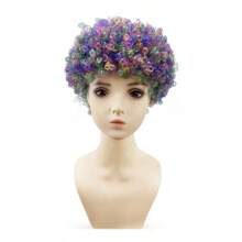 1 pieza Peluca de cabello explosivo y colorido, tocado con estilo de pelo de payaso para Halloween, accesorio de disfraz para fiesta de disfraces, sombrero de pelo rizado y esponjoso, adecuado para eventos escolares, reuniones con amigos, festivales, artículos de fiesta divertidos, accesorio para fotografía