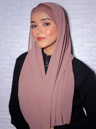 1pc Women Beach Accessories Solid Color Beach Chiffon Long Scarf, Headscarf, Suitable For Daily Wear Headband Soft Hijab For Abaya Women Veil