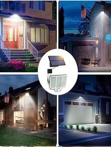 1 đèn LED năng lượng mặt trời 210 bóng, đèn tường có cảm biến chuyển động điều khiển từ xa, đèn đường hàng rào ánh sáng mặt trời ngoài trời trang trí sân vườn với 3 chế độ hoạt động, đèn tường từ hoàng hôn đến bình minh cho hiên nhà, nhà để xe, cửa trước, đèn năng lượng mặt trời tách rời với cáp 5M cũng dùng trong nhà - màu đen - Xem 7