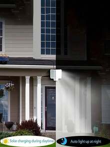 1 đèn LED năng lượng mặt trời 210 bóng, đèn tường có cảm biến chuyển động điều khiển từ xa, đèn đường hàng rào ánh sáng mặt trời ngoài trời trang trí sân vườn với 3 chế độ hoạt động, đèn tường từ hoàng hôn đến bình minh cho hiên nhà, nhà để xe, cửa trước, đèn năng lượng mặt trời tách rời với cáp 5M cũng dùng trong nhà - màu đen - Xem 4