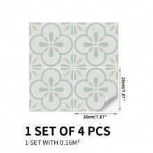 4pcs/Pack Self-Adhesive Thickened Matte PVC Wall & Floor Tiles, Suitable For Peel And Stick, Waterproof, Scratch-Resistant, Oil-Resistant, No Cutting Needed, Applicable For Bathroom, Bedroom, Kitchen And Living Room Decoration, Two Size Options: 20*20cm/30*30cm - Multicolor - View 14