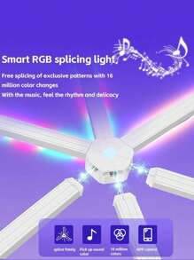 6/9/12 件智能 LED 壁灯 -RGBIC 灯带，App 控制音乐同步，USB 供电装饰背光（APP 控制 + 按钮 + 遥控器），适用于毕业/房间/墙壁/家居装饰客厅电视卧室游戏室、万圣节圣诞节和感恩节游戏爱好者的礼物（无插头：蓝牙/WiFi 风格） - 彩色 - 查看 8