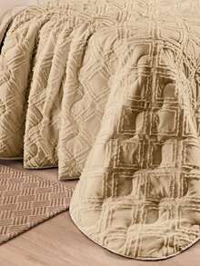 3-Piece Bedspread Kit - Double\Queen\King Percale 300 Thread Count, Double-Sided, With 3D Details - Aveline - 卡其色 - 查看 7