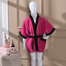 MeF Mae e Filho Children's Bathrobe For Teenagers Characters In Terry Cloth Fabric With Pocket And Embroidery - Paris Pink Embroidery - View 1