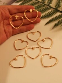 8pcs Plated Silver/Gold Hollow Heart Shaped Metal Pendant Charms, DIY Jewelry Crafts & Accessories Valentines