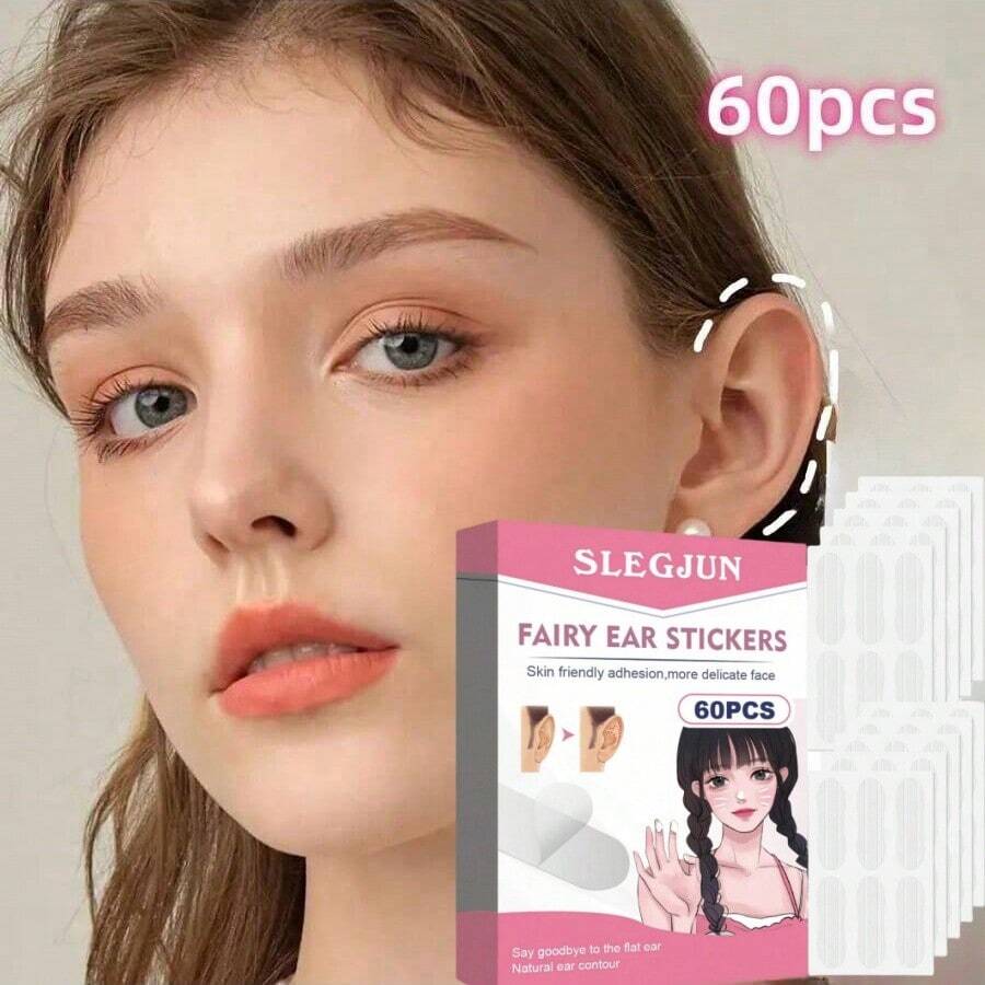 60pcs Ear Stickers, Unisex Invisible Ear Support Patches For Making Ears, Photo Taking Props - Pink - View 1
