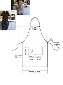 1pc Gray Apron, Polyester Thickened Breathable Chef Apron For Household,Kitchen,Bathroom,Home,Household Suppliers