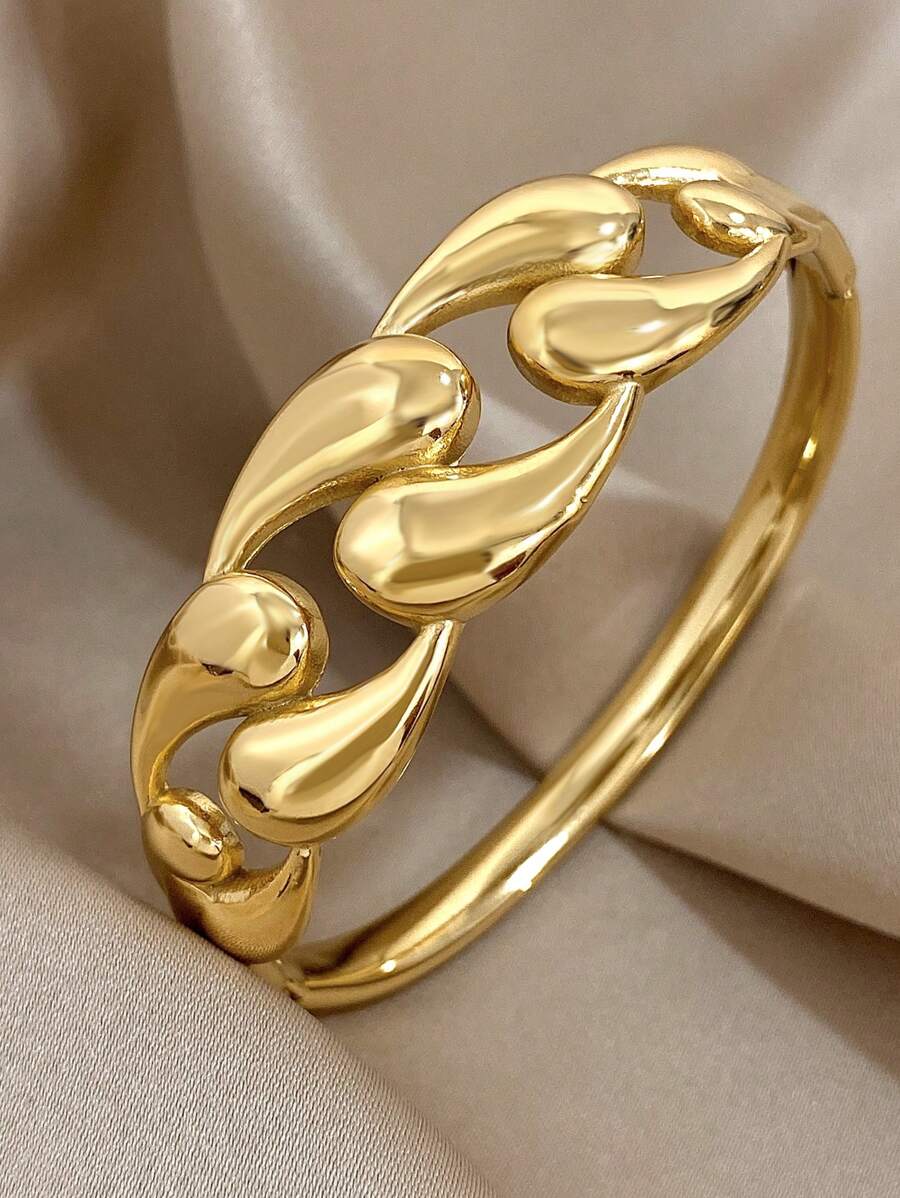 1 chiếc vòng tay nối hình giọt nước Chunky dành cho nữ Vòng tay bản rộng bằng thép không gỉ dùng cho tiệc tùng hàng ngày Trang sức Giáng sinh