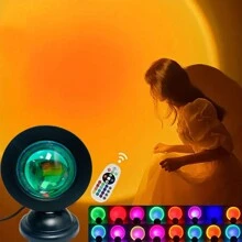 16 Color USB LED Sunset Spotlight, With Remote Control USB Light ABS Floodlight, Suitable For Home Decor Living Room, Halloween, Christmas, Wedding Decorations, Desk Accessories, Travel, Camping, Parties, And The Perfect Christmas Gift.