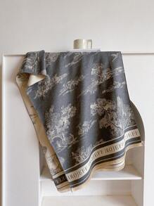 1pc Women Plant Print Jacquard Warm Scarf Shawl, Suitable For Daily Matching, Autumn/Winter Accessories Women