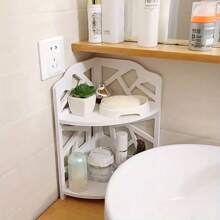 One Corner Storage Shelf, Bathroom Toiletries Storage Shelf, Bedroom Desk Magazine And Book Storage Shelf, Daily Necessities, Cosmetics Storage Shelf, Home Storage Storage, Kitchen Bathroom Bedroom Supplies (2/3 Floor, Triangle) Bathroom Decor Summer