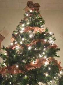 4pcs-Christmas Tree Ribbon Garland Rough Linen Ribbon Garland 26.2ft (Approx.8m),Rustic Farmhouse Country Christmas Tree Decoration,Neutral Natural Jute Rough Linen Fabric,Vintage Home Decor Wedding DIY Crafts,Christmas - Brown - View 7