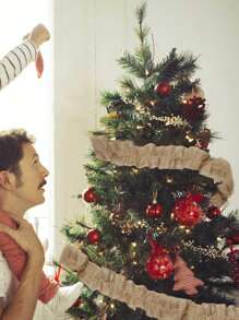 4pcs-Christmas Tree Ribbon Garland Rough Linen Ribbon Garland 26.2ft (Approx.8m),Rustic Farmhouse Country Christmas Tree Decoration,Neutral Natural Jute Rough Linen Fabric,Vintage Home Decor Wedding DIY Crafts,Christmas - Brown - View 6