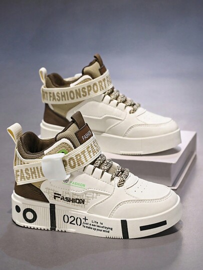 Tênis casuais masculinos de cano alto com cadarço, calçados esportivos da moda, adequados para adolescentes, casuais de verão ou atividades esportivas ao ar livre, viagens de férias, presentes de formatura ou acessórios para vestidos de aniversário