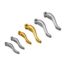 5 件/包不锈钢金色和银色辣椒吊饰，1.5 厘米和 2 厘米长，可爱逼真的带孔蔬菜吊坠，用于 DIY 手链、项链、耳环、钥匙扣的珠宝制作组件 - CBX0958 - 查看 1