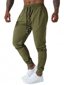 3 Pcs Men Jogger Sweatpants Slim Fit Elastic Drawstring Deep Side Pockets Athletic Track Pants For Gym Running Workout - Đen + Xanh quân đội + Khaki - Xem 6