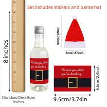 20pcs Christmas Wine Bottle Decoration Set Santa Belt Stickers Mini Wine And Champagne Bottle Label Stickers And Santa Hats Christmas Gift Decoration(10 Hats 10 Stickers)