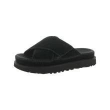 UGG Goldenstar Womens Leather Slip On Platform Sandals - Black - View 1