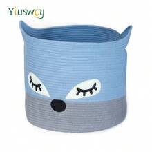Yiuswoy 1pc Fox Pattern Laundry Hamper, Large Toys Storage Basket, Woven Rope Basket Cartoon Fox Face Laundry Basket, Nursery Storage Basket, Pets Supplies Storage Organiser, Orange And White Art Supplies Storage - Multicolor - View 9
