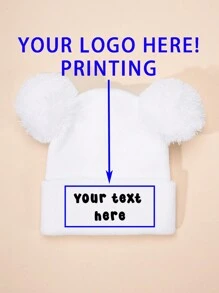 1pc Custom Printed Double Ball Baby Knit Beanie, Sun Hat For Spring Autumn Travel Beach Holiday, Halloween Back To School Winter Gift Ideas Boy Girl Valentine's Day