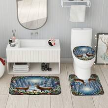 1/4 chiếc Bộ rèm tắm màu xanh lá cây trắng họa tiết hươu mùa đông Giáng sinh kèm rèm tắm và thảm Polyester chống thấm nước có thể giặt bằng máy dùng trang trí phòng tắm hoặc vòi hoa sen kèm 12 móc chống trượt hình chữ U dùng để che nắp bồn cầu - màu nâu - Xem 5