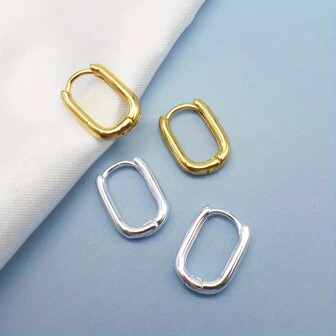 1pc Fashionable Stainless Steel Square Hoop Earrings, Suitable For Men And Women