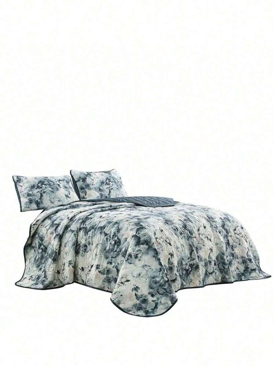 3 Piece Printed Quilt Set Lightweight Bedspread Set Rey - Nhà vua - Xem 1