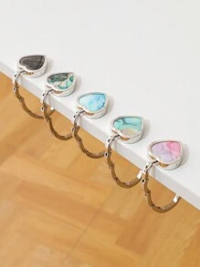 1pc Heart-Shaped Women Bag Hanger, Multi-Color Marble Keychains Made Of Alloy Material, Home And Travel Organizer - Multicolor - View 4