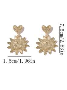 1 对金色向日葵耳环，个性化脸部向日葵爱心耳环，小众优雅时尚新娘耳环，适合所有婚纱，适合婚礼场景、约会、派对、生日派对、女性珠宝礼物 - 彩色 - 查看 8