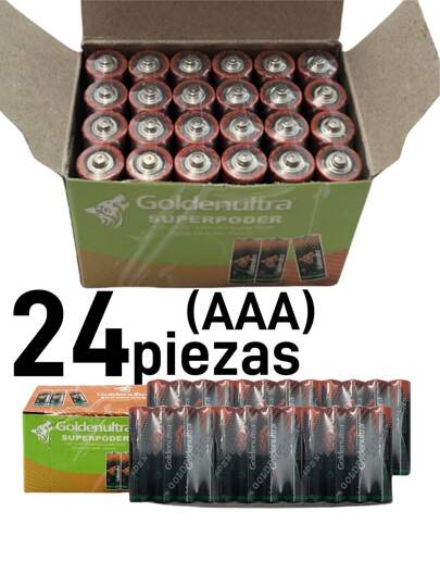 Caja de 24 pilas alcalinas AAA de 1,5V, aptas para mandos a distancia, despertadores, timbres, llaves del coche, linternas, juguetes