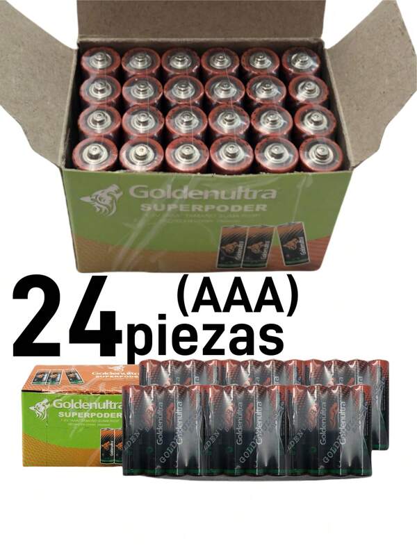 Caja de 24 pilas alcalinas AAA de 1,5V, aptas para mandos a distancia, despertadores, timbres, llaves del coche, linternas, juguetes