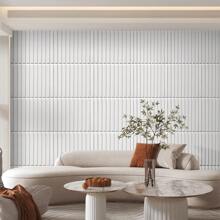 Pannelli 3D, Pannelli in plastica di cloruro di polivinile (PVC), Pannelli a parete, Parete/soffitto per sala giochi, Aspetto a doghe 3D, Pannelli a parete 3D rigidi di alta qualità, 30x30 cm, Spessore 3 mm - Bianco - Visualizzare 5