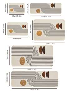 1pc Geometric Pattern Kitchen Rug, Modern Polyester Mat For Kitchen Decor ,Room Decor - Multicolor - View 2