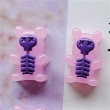 30 件/包万圣节个性化可爱宠物黑猫紫色骷髅熊心幽灵树脂 3D 美甲饰品装饰卡通小尺寸小猫骷髅熊皇冠领带幽灵手工 DIY 手机壳电脑配件批量供应 - 彩色 - 查看 5