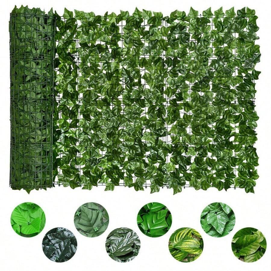 3M Artificial Ivy Leaf Hedge Garden Fence Wall Balcony Privacy Screening Roll Realistic Fake Leaves Lawn Green Artificial Fake Hedge Roll Decoration For Outdoor Indoor Railing Patio Balcony Garden Home Wall Room Decor Fence Privacy Screen - Watermelon leaves - View 1