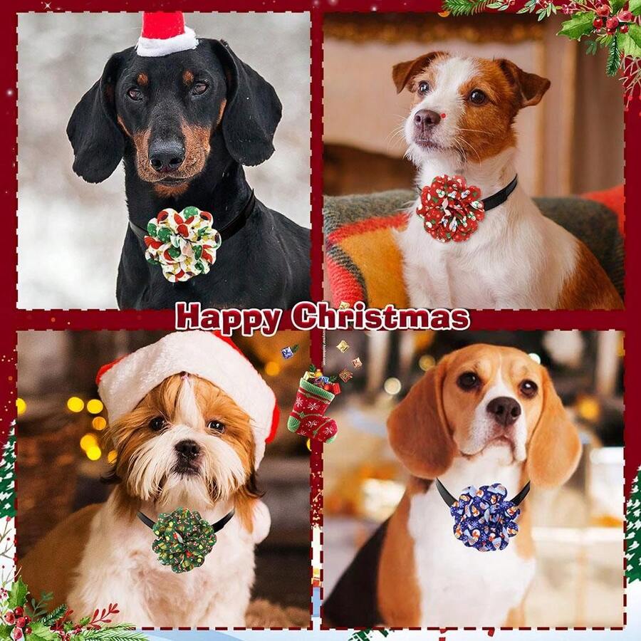 5/10pcs Pet Christmas Fashion Collar Accessories, Dog & Cat Christmas