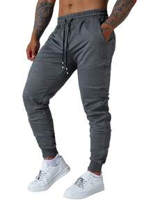 3 Pcs Men Jogger Sweatpants Slim Fit Elastic Drawstring Deep Side Pockets Athletic Track Pants For Gym Running Workout - 黑色+深灰+海軍藍 - 查看 4
