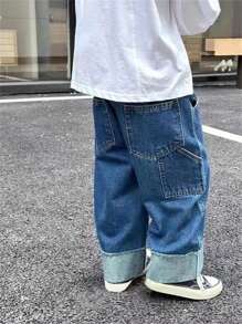 男童宽松牛仔阔腿裤，2025年秋季新品，幼儿及大童