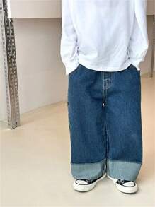 男童宽松牛仔阔腿裤，2025年秋季新品，幼儿及大童