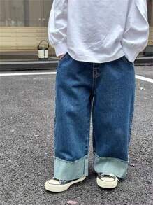 男童宽松牛仔阔腿裤，2025年秋季新品，幼儿及大童