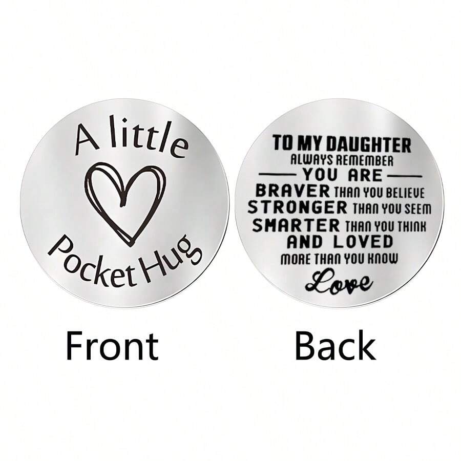 1pc To My Daughter Khắc laser hai mặt Pocket Hug Móc khóa bằng thép không gỉ Phụ kiện quà tặng sinh nhật Giáng sinh - Nhiều màu - Xem 1